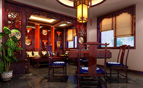 南京古典中式风格茶楼包间设计装修效果图