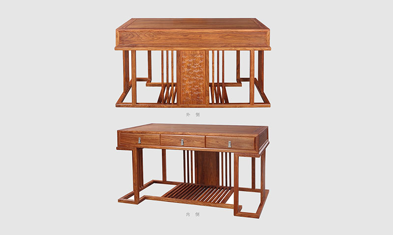 南京 别墅中式家居书房装修实木书桌效果图