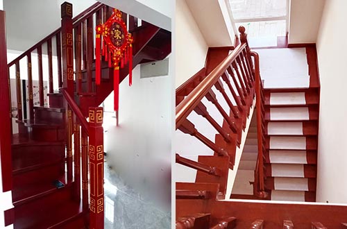 南京自建别墅中式实木楼梯全屋定制设计效果图